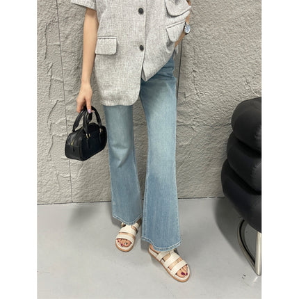 2025 Summer European and American New Fashion Flat Slippers Casual Open Toe Plaid Niche Women's Shoes