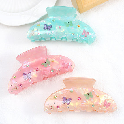 Baoguang spring and summer jewelry butterfly printing super fairy with diamond clip acrylic hair accessories girl simple hair clip