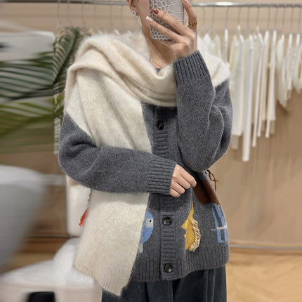 [brushed series] new 100 pure cashmere ladies solid color all-match fashion fleece scarf lengthened