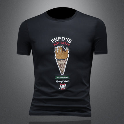 Men's Trendy Versatile Ice Cream Casual Round Neck Short-Sleeved T-Shirt Printed Fashion New Couple