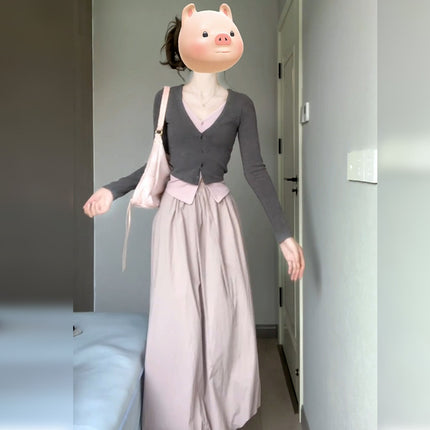 Tall Bud Skirt, Two-Piece Women's Slimming Long Skirt, Early Autumn Wear, a Complete Set of Extended Skirts