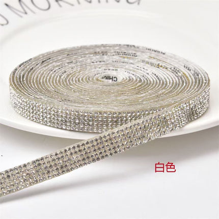 Cross-Border Rhinestone Stickers Self-Adhesive Diamond Strips DIY Clothing Shoes and Hats Rhinestone Strips Decorative with Diamond Stickers Rhinestones with Adhesive Backing Diamond Sheets