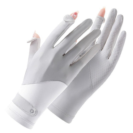 Sun Protection Gloves for Women Summer Upf50+ Ice Silk Anti-Uv Cycling Outdoor Thin Touch Screen Quick-Drying