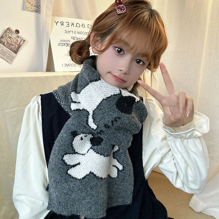 Falling Pool Knitting ~ Running Puppy Original Cartoon ins Korean Style Cartoon Autumn and Winter Warm Atmosphere Couple Student Scarf