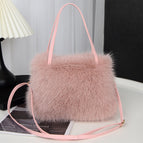 Pink / Fox plush tote bag