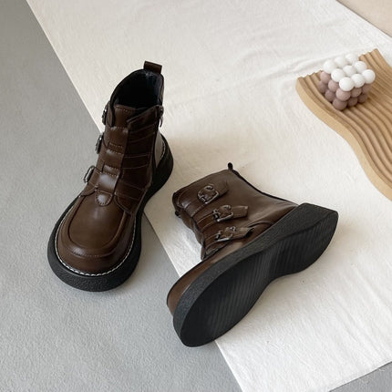 Z Autumn and Winter New Cotton Boots Short Thick-Soled Platform Shoes Forest Style College Style Small Leather Shoes Single Boots Short Martin Boots for Women