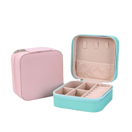 Qingyu Packaging PU Leather Portable Jewelry Box Mini Jewelry Zipper Bag Medium Palm Jewelry Box Ear Storage Box