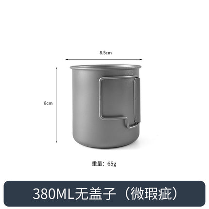 TA1 Pure Titanium Mug Outdoor Picnic Water Cup Coffee Cup Camping Tea Portable Single Layer Folding Handle Drinking Water