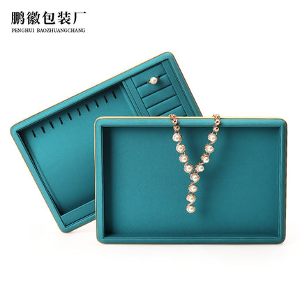 Counter Leather Jewelry Tray High-End Jade Pendant Tray Ring Storage Tray Jewelry Display Stand Live Broadcast Props