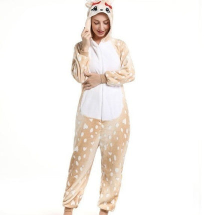 Mixed batch autumn and winter flannel adult cartoon conjoined animal pajamas butterfly Christmas deer home clothes toilet wholesale