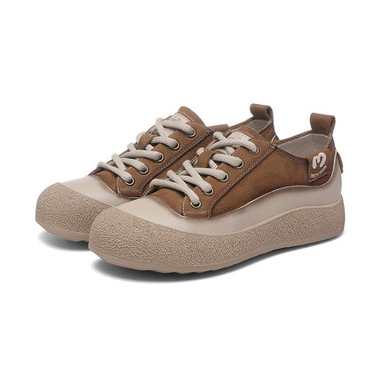 First-Layer Cowhide Casual Genuine Leather Sneakers for Women 2026 New Spring and Autumn Retro Sneakers Trendy Travel Shoes Versatile