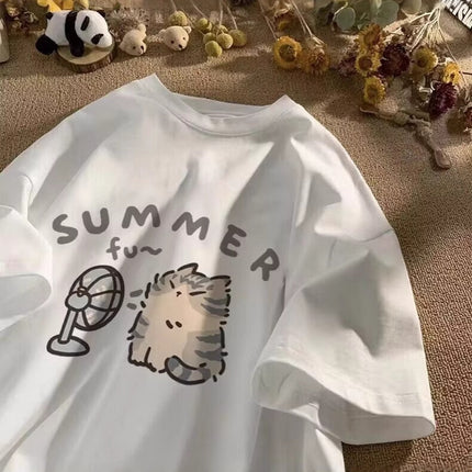 Cartoon Short-sleeved T-shirt 2025 New oversize Design Sense Niche American Loose All-match Half-sleeved Top ins