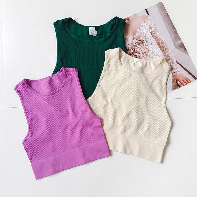 Sports I-shaped Short Vest Women's Rimless Quick-drying Running Fitness Top Sleeveless Yoga Clothes Breathable Overwear