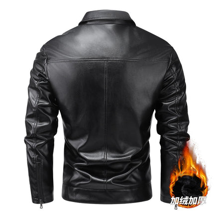 Ruilu-Leather) New Jacket Men's Vertical Collar Spring and Autumn Jacket Fashion Trendy Men's Casual Jacket Decorative Jacket Wind Outside