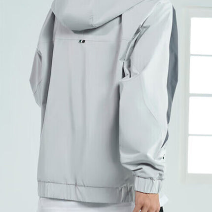 Haipai Label Cutting Double-sided Jacket Men's Spring and Autumn Color Splicing Letter Embroidered Drawstring Hooded Jacket Men's 1Y301
