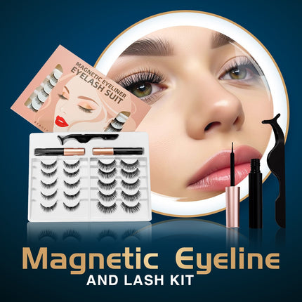 Wholesale magnetic eyeliner false eyelashes magnet false eyelashes 3D three-dimensional net red magnetic false eyelashes 3 pairs of suit