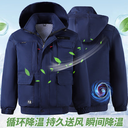 Summer Cooling Air-Conditioned Clothing with Hood for Men, Refrigeration Clothing with Fan, Welding Site Heatstroke Prevention Labor Protection Work Clothes