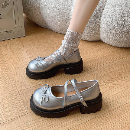 French Shallow Thick-Soled Flats for Women 2025 New Autum with Skirt Retro Heightening Thick Heel Mary Jane Loafers