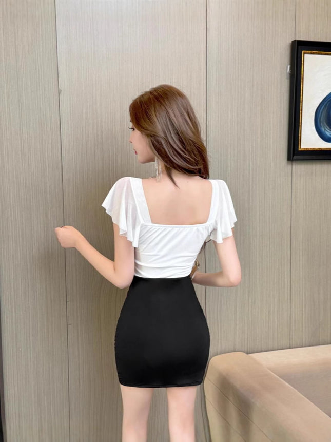 Reality Pats 8982 Night General Store Foot Bath Technician Work Clothes Low-cut Tight Hip dress Female Temperament Technician Skirt