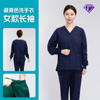 Women's navy blue hand washing clothes with long sleeves / S(155 female)-s(165 male)