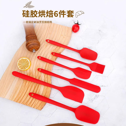 Factory in stock silicone baking 6-piece one-piece silicone scraper spatula oil brush household baking tools suit