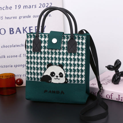 Cute Panda National Style Trendy Tote Bag Crossbody Large Handbag All-match Daily Casual Soft Rubber Handle