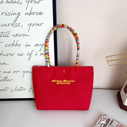 Dropshipping New Cute Letter-Print Handbag for Women, Solid Color Phone Bag, Practical Travel Small Tote Bag
