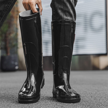 Rain Boots Men's Medium-High Outdoor Labor Protection Water Boots Men's Thick-Soled Construction Site Rain Boots Non-Slip Kitchen Rubber Shoes Waterproof Car Wash Shoes
