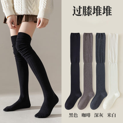 Women's Ankola Red Show Style Patchwork High Tube Socks with Vertical Stripes for Autumn and Winter, Long Tube Socks with Knee Pads and Leg Warmers for Women
