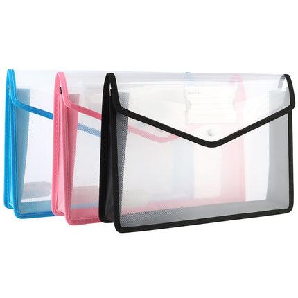 Kangbai Thickened Transparent Organ Bag Large Capacity A4 Horizontal Three-Dimensional Snaps Bag Student Test Paper Storage File Bag