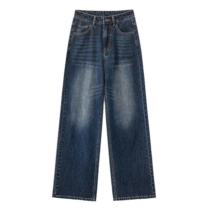 American Style Retro Dark Wide Leg Jeans Women's Autumn and Winter New Loose All-match Slim-fit Mop Pants