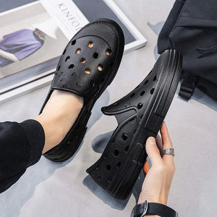 Cross-border Hole Shoes Men's and Women's Non-slip Deodorant Soft Bottom EVA Board Shoes Black Summer Breathable Slip-on Casual Shoes