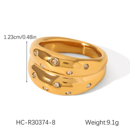 European and American stainless steel shell opening ring inlaid white shell ring women's non-fading ring high-level color matching jewelry