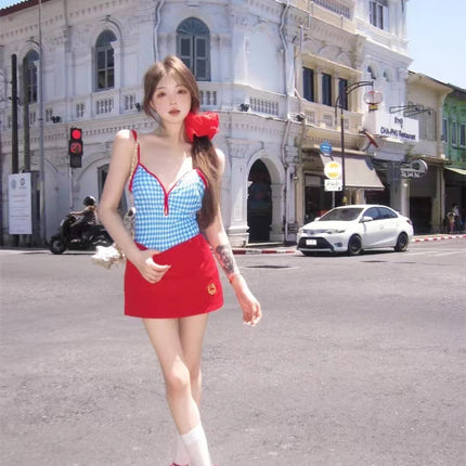 Summer One-Piece Sports Diving Swimsuit for Vacation Hot Spring Seaside High-End Two-Piece Sexy Backless Swimsuit