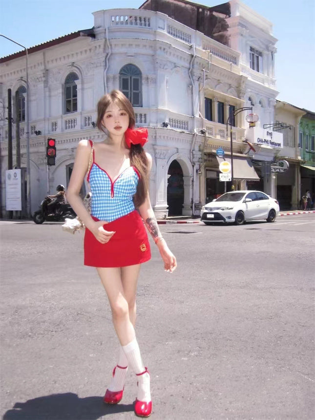 Summer One-Piece Sports Diving Swimsuit for Vacation Hot Spring Seaside High-End Two-Piece Sexy Backless Swimsuit