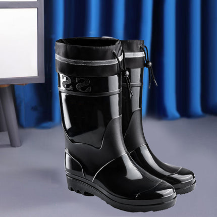 High-Top Men's Rain Boots for Foreign Trade, Thickened Long Rain Boots, Waterproof Outdoor Extra-High Non-Slip Fleece-Lined Warm Water Shoes