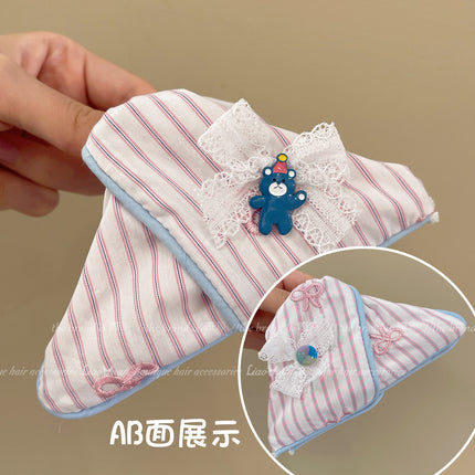 New College Style Triangle Clip with Contrasting Polka Dots and High-End Shark Clip for Hairpin Head Accessories on the Back of the Head