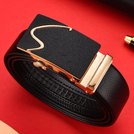 Automatic buckle belt men's business belt covered pig sausage belt versatile trendy belt one-piece delivery factory direct sales