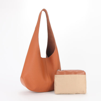 High-End Genuine Leather Fashion Bucket Bag, Lazy Shoulder Bag, Women's Bag, New Bag, Women's Simple Large-Capacity Tote Bag