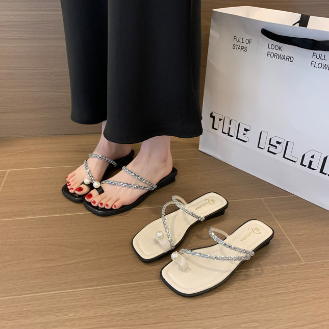 Slippers for Women's Summer Outer Wear 2025 Spring and Summer New Style French Flats Fashion Slip-On Sandals Beautiful Hot Style Fairy Style