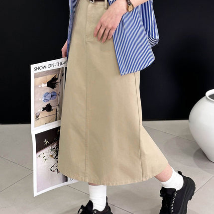 Orange Spring Korean Style High Waist Vintage Denim Skirt Women's Straight A-Line Skirt 99053