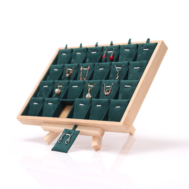 Fresh bamboo wood 24 grid pendant plate necklace pendant lucky card lucky beads jewelry tray window display props