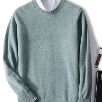 Autumn and Winter New Youth Business Casual Sweater Men's Sweater Solid Color Loose Crewneck Wool Knitted Base Sweater