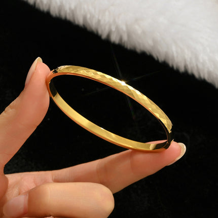Titanium Steel Bracelet Does Not Fade, Diamond-Encrusted Real Gold Electroplated 18K Gold Stainless Steel Bracelet Douyin Cross-Border Same Style