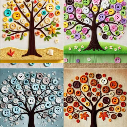 Resin round four eye color buttons handmade DIY mixed buttons making button painting button flower material bag