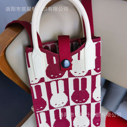 Girl's Heart-Shaped Knitted Crossbody Bag