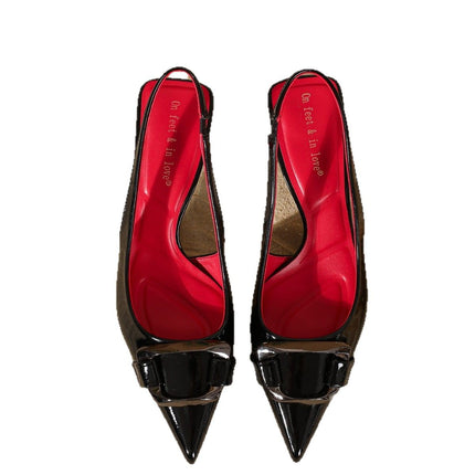 New Summer Casual European and American Style Fashionable Simple Buckle Stiletto High Heels Shallow Mouth Pointed Toe Slim Women's Shoes