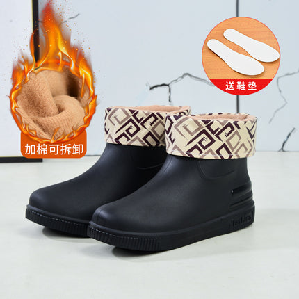Cross-Border Hot-Selling Low-Cut Rain Boots for Women, Fashionable Water Shoes, New Non-Slip Rain Boots, Adult Warm Water Boots, Rubber Shoes Wholesale