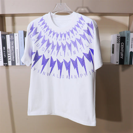 340kg plus fat plus size European trendy brand blockbuster hot drilling lightning men and women wear loose short sleeve T-shirt fat jacket