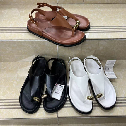 Foreign Trade Versatile Casual Metal Ring Flat Herringbone Women's Sandals